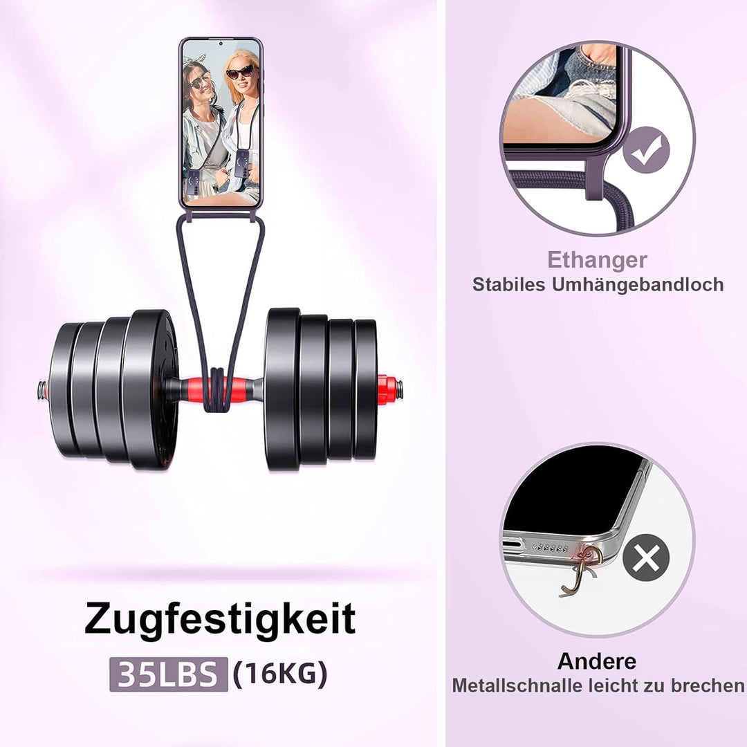 Handyband für Samsung Galaxy S26 Hülle mit Band + 1 Stück Glas Schutzfolie Transparent Silikon Handy