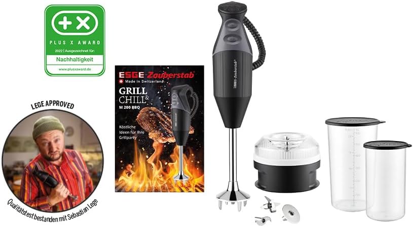 ESGE Zauberstab M 200 BBQ 98215 Stabmixer schwarz, Pürierstab, Handmixer, Profi, inkl. Zubehör, bis