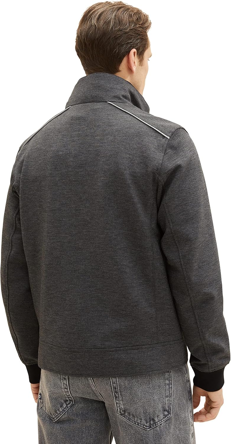 TOM TAILOR Herren Casual Blouson Jacke mit Abnehmbarer Kapuze im Kragen XL 31109-anthracite Knitted