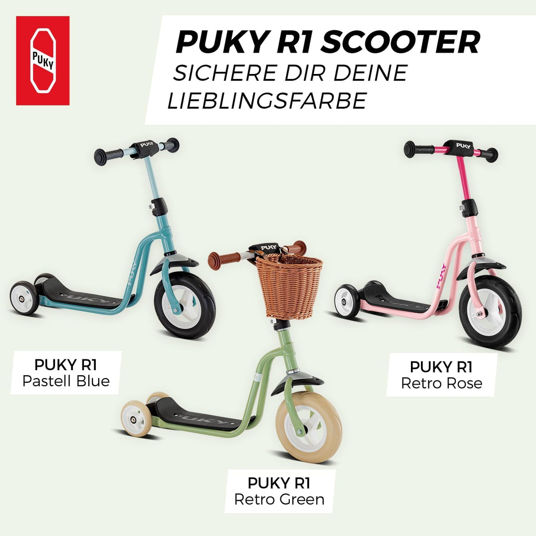 PUKY R 1 Classic Scooter | Sicherer Roller für Kinder ab 2 Jahren | Rutschfestes Trittbrett | Höhenv