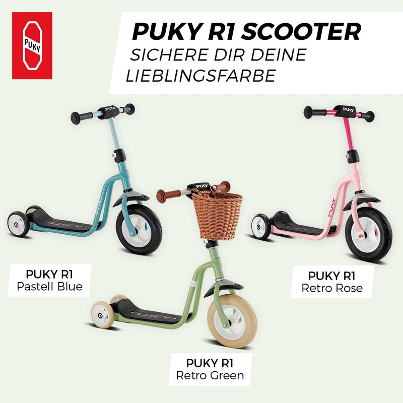 PUKY R 1 Classic Scooter | Sicherer Roller für Kinder ab 2 Jahren | Rutschfestes Trittbrett | Höhenv