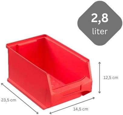 Rote Sichtlagerbox 3.0 | HxBxT 12,5x14,5x23,5cm | 2,8 Liter | Sichtlagerbehälter, Sichtlagerkasten,