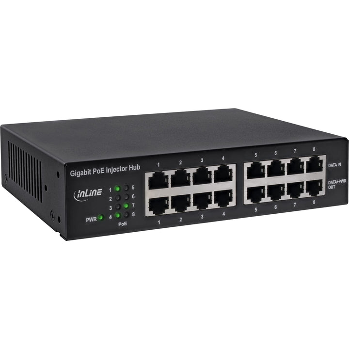 InLine 32308H PoE+ Gigabit Netzwerk Injektor Hub 8 Port (8x PoE+), 1GBit/s, 19" (Winkel enthalten),