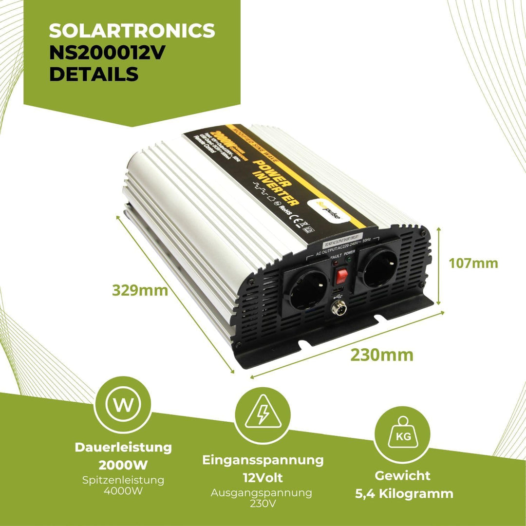 Spannungswandler NS 12V 2000 Watt Inverter Wechselrichter