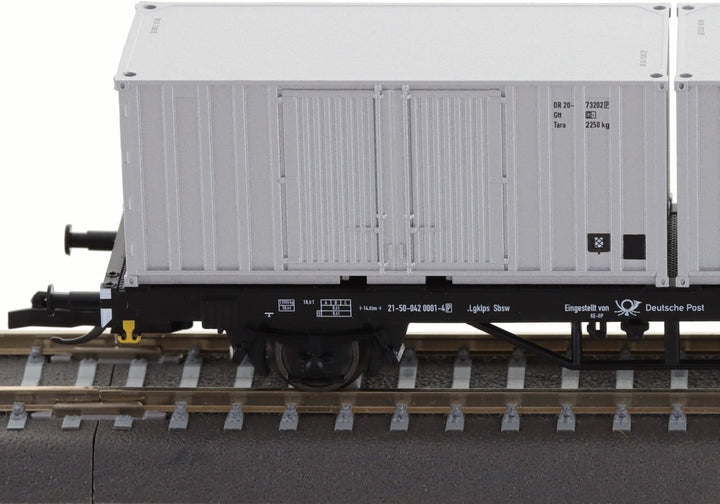 Tillig 01109 TT 2er Set Containertragwagen Lgklps, Deutschen Post, Ep. IV