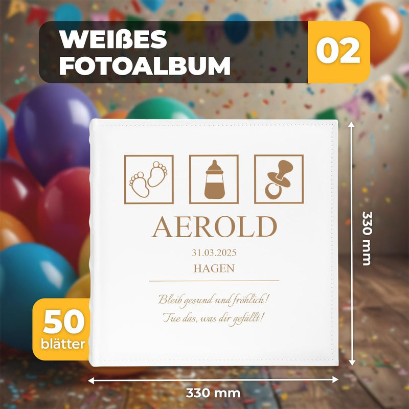 Maverton personalisiertes Fotoalbum zum Einstecken 10x15 cm - Einsteckalbum mit Gravur für 500 Fotos