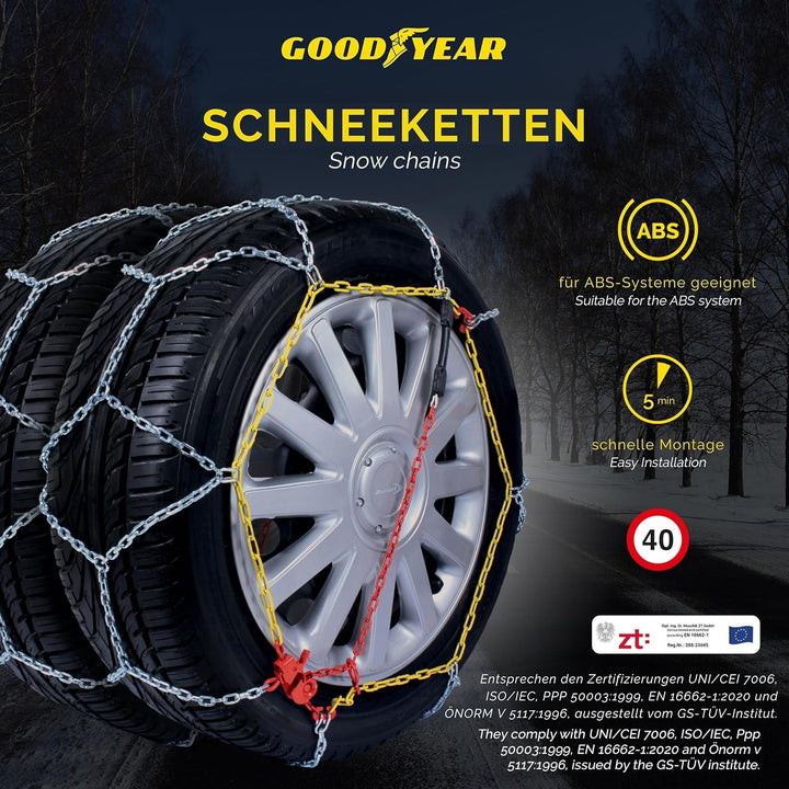 Goodyear 77912: "G9" Schneeketten, 9 mm, Grösse 110, Zertifizierung TUV und ÖNORM, 110