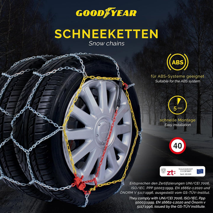 Goodyear 77906: "G9" Schneeketten, 9 mm, Grösse 80, Zertifizierung TUV und ÖNORM, 80