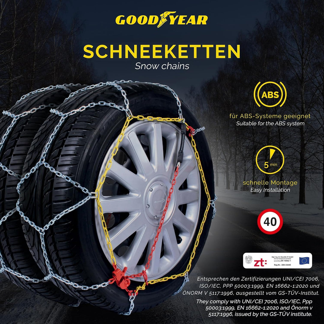 Goodyear 77908: "G9" Schneeketten, 9 mm, Grösse 100, Zertifizierung TUV und ÖNORM, 100
