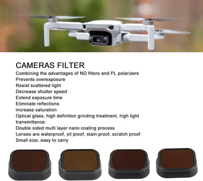 Drohnenfilter-Set, 4 in 1 ND8 PL, ND16 PL, ND32 PL, ND64 PL Filter, Optisches Glas, Mehrfach Beschic