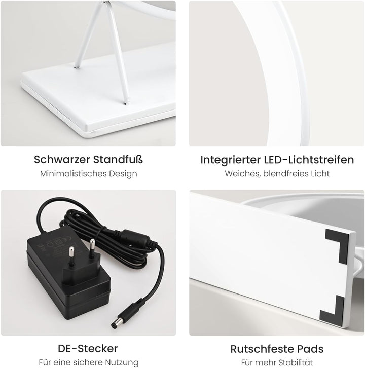 Heilmetz LED Tischspiegel mit Beleuchtung Φ40cm Rund Schminkspiegel 3 Lichtfarbe Warmweiss/Neutral/K