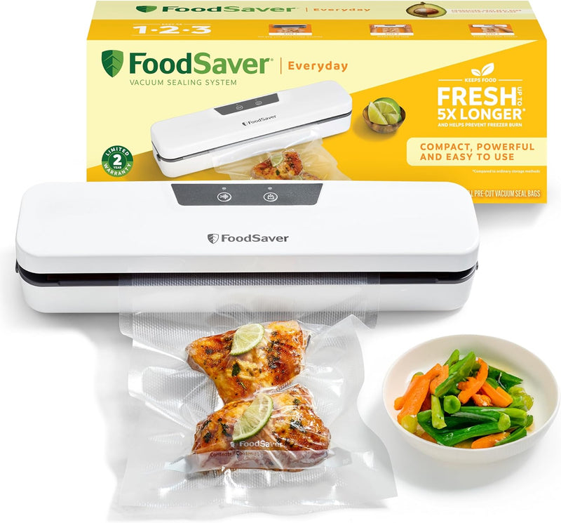 FoodSaver Everyday Vakuumiergerät | hält Lebensmittel bis zu 5X länger frisch | Vakuumierer in kompa