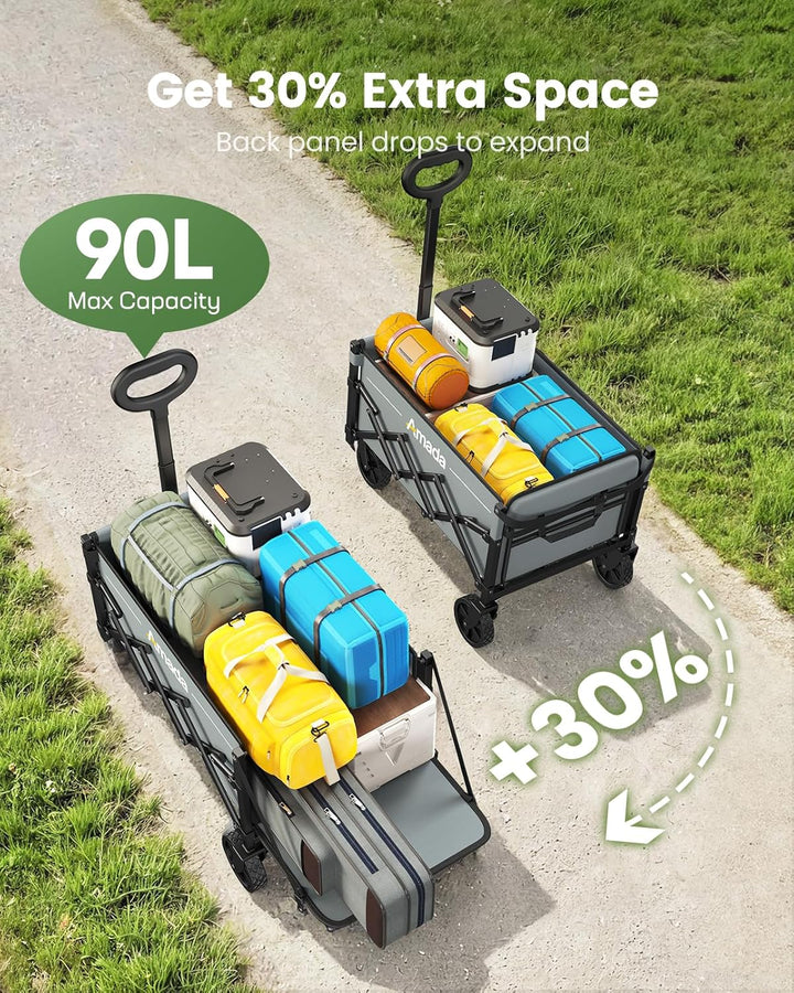AMADA HOMEFURNISHING Bollerwagen faltbar, klappbarer Bollerwagen mit Maximalbelastung 163kg & Speich