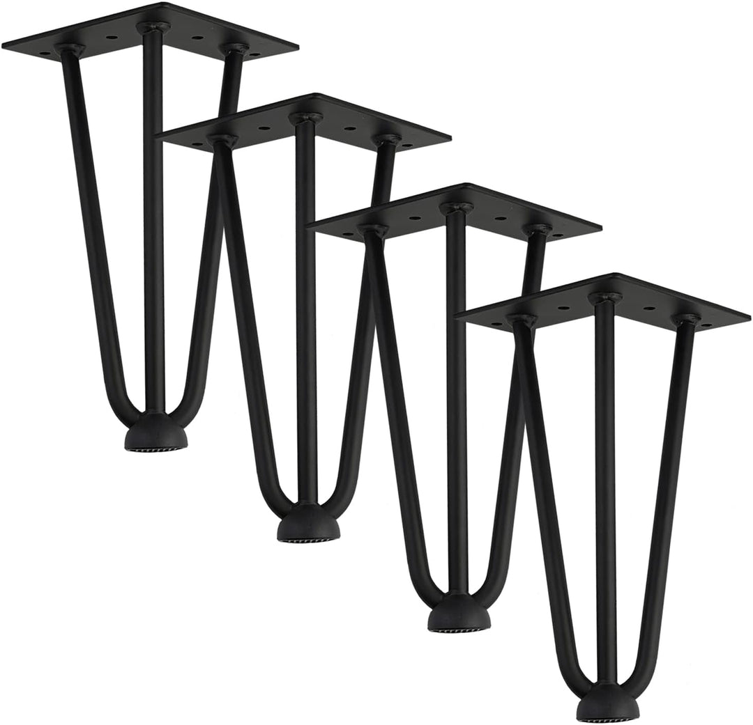 Qrity Haarnadel Tischbeine, 3-Stangen Haarnadel Füsse, DIY Black Hairpin Couchtisch Beine Heavy Duty