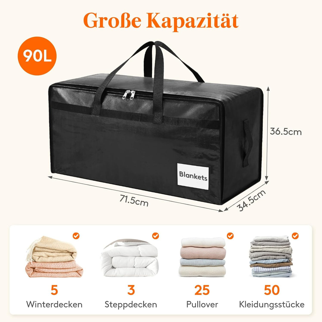Lifewit 4 Stück 90L Umzugstaschen mit Griff, Aufbewahrungstasche für Bettdecken, Grosse Tasche mit R