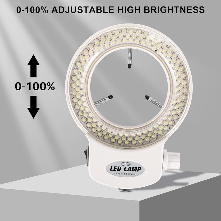 Tiamu 144 LED Stereomikroskop Kamera Ringleuchte, Super Helligkeit LED Perlen Ringleuchte 0-100% Ein