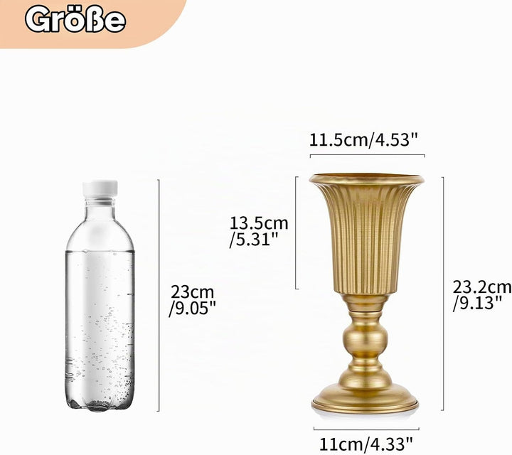 NUPTIO 2 Stück Geblühte Metall Trompetenvase Elegante Vase mit Mittelstücken für Hochzeitsfeiern, 23