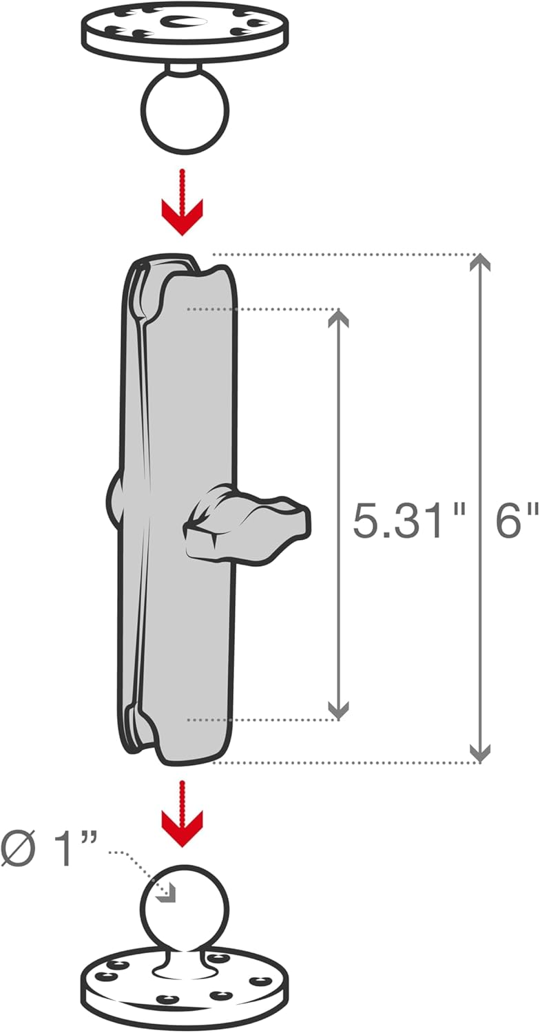 A.I.V. RAM Mount Klemmbackenverbinder (Länge 15,24 cm)