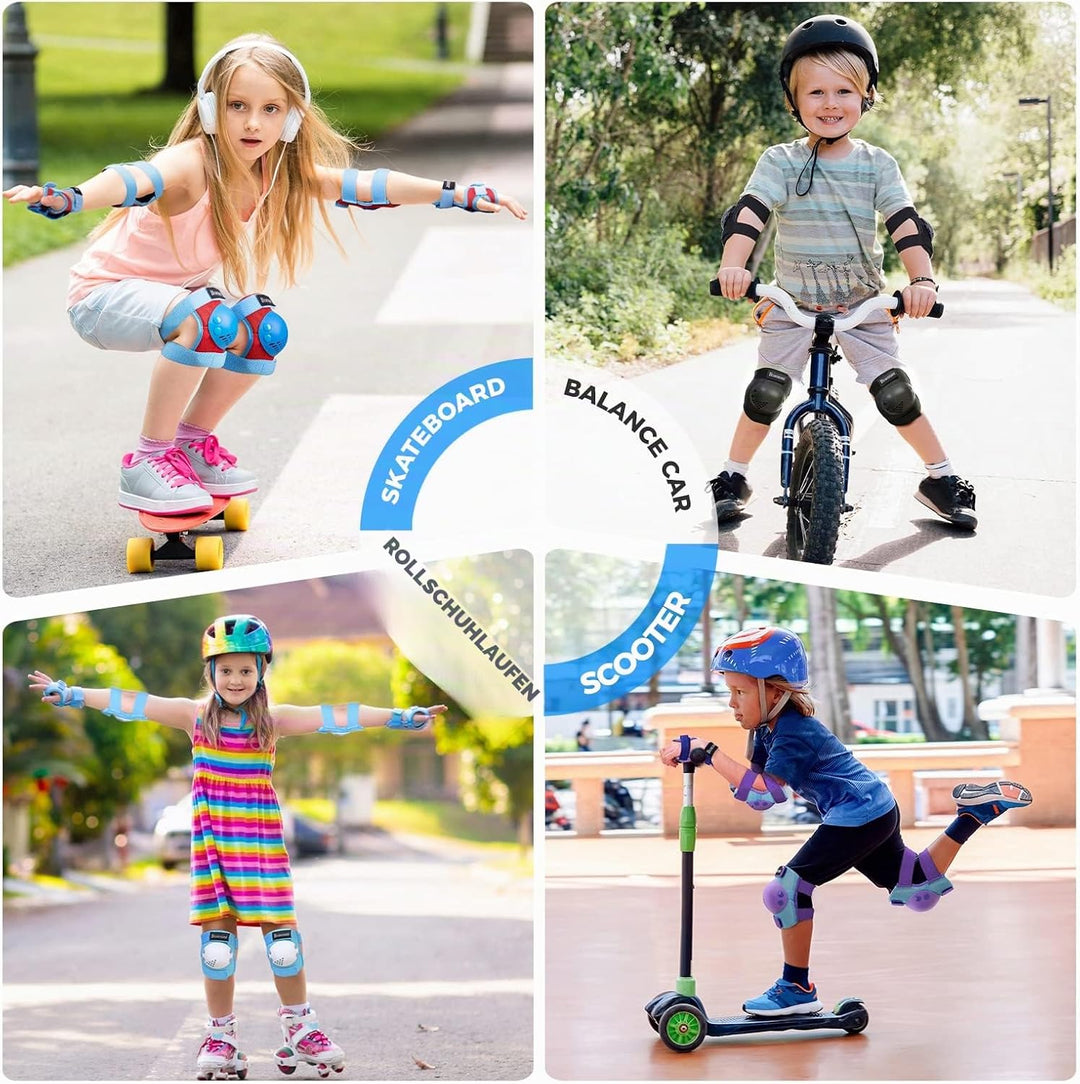 BOSONER Knieschoner Kinder Schoner Inliner Protektoren 6er Set Schützer Inliner Inline Skates Knie U