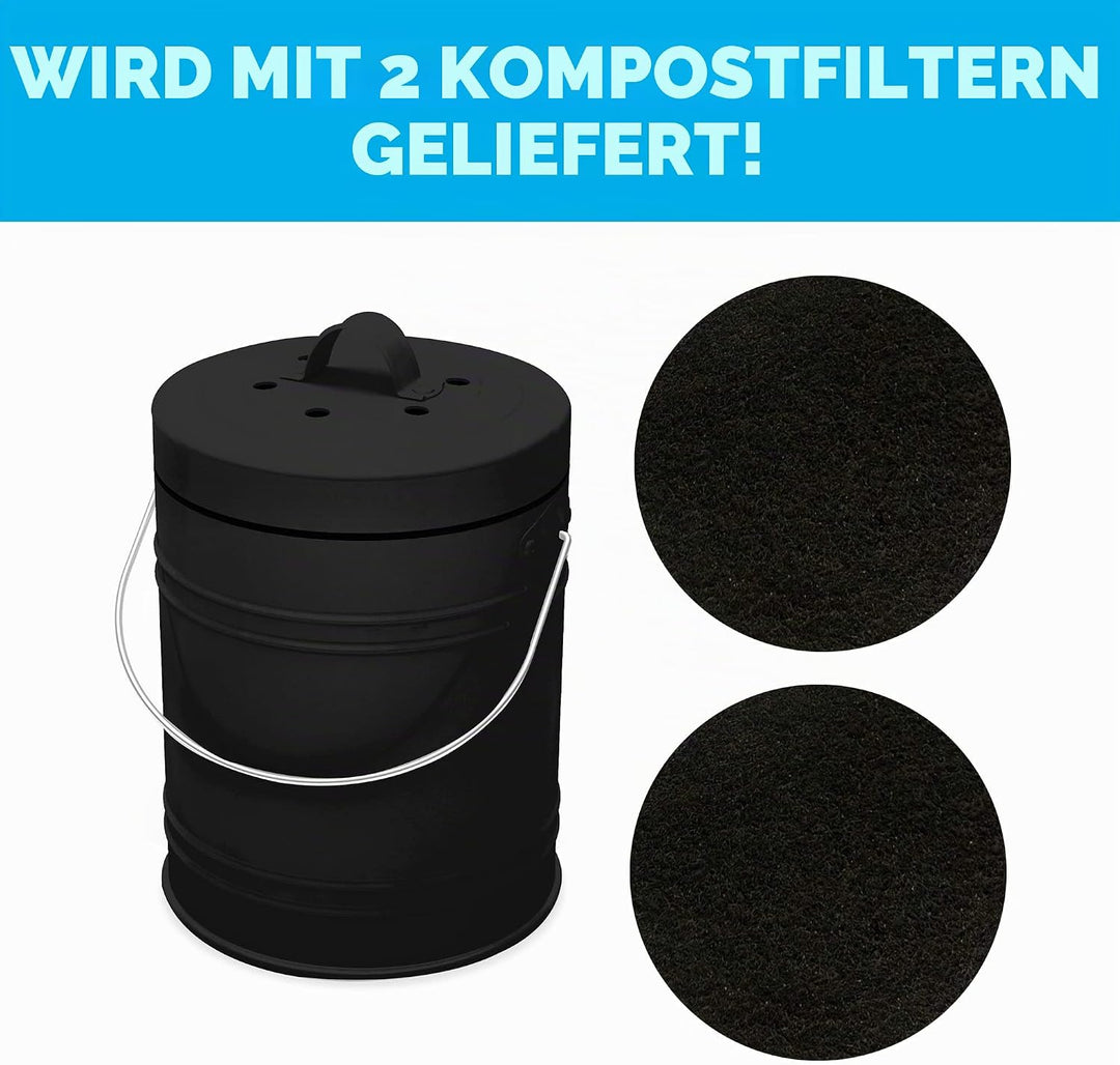 5 Liter Küchen Bio Mülleimer und geruchsdichter Komposter Eimer mit Aktivkohlefilter im Deckel – Bio