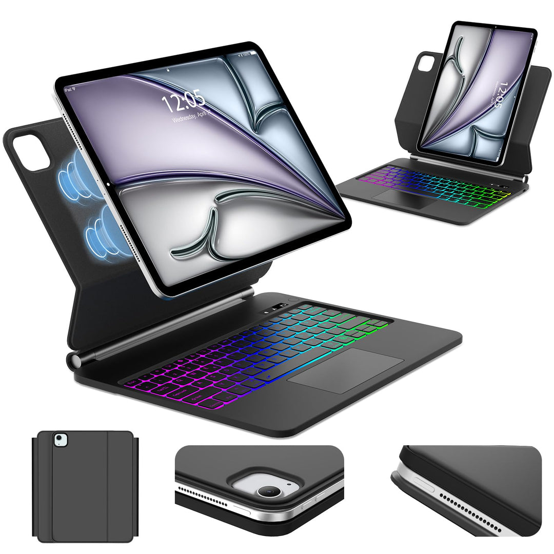 FOGARI Magic Keyboard Hülle für iPad Air 13 Zoll 2026/2025/2024 (M4/M3/M2) Schwarz iPad Air 13/Pro 1