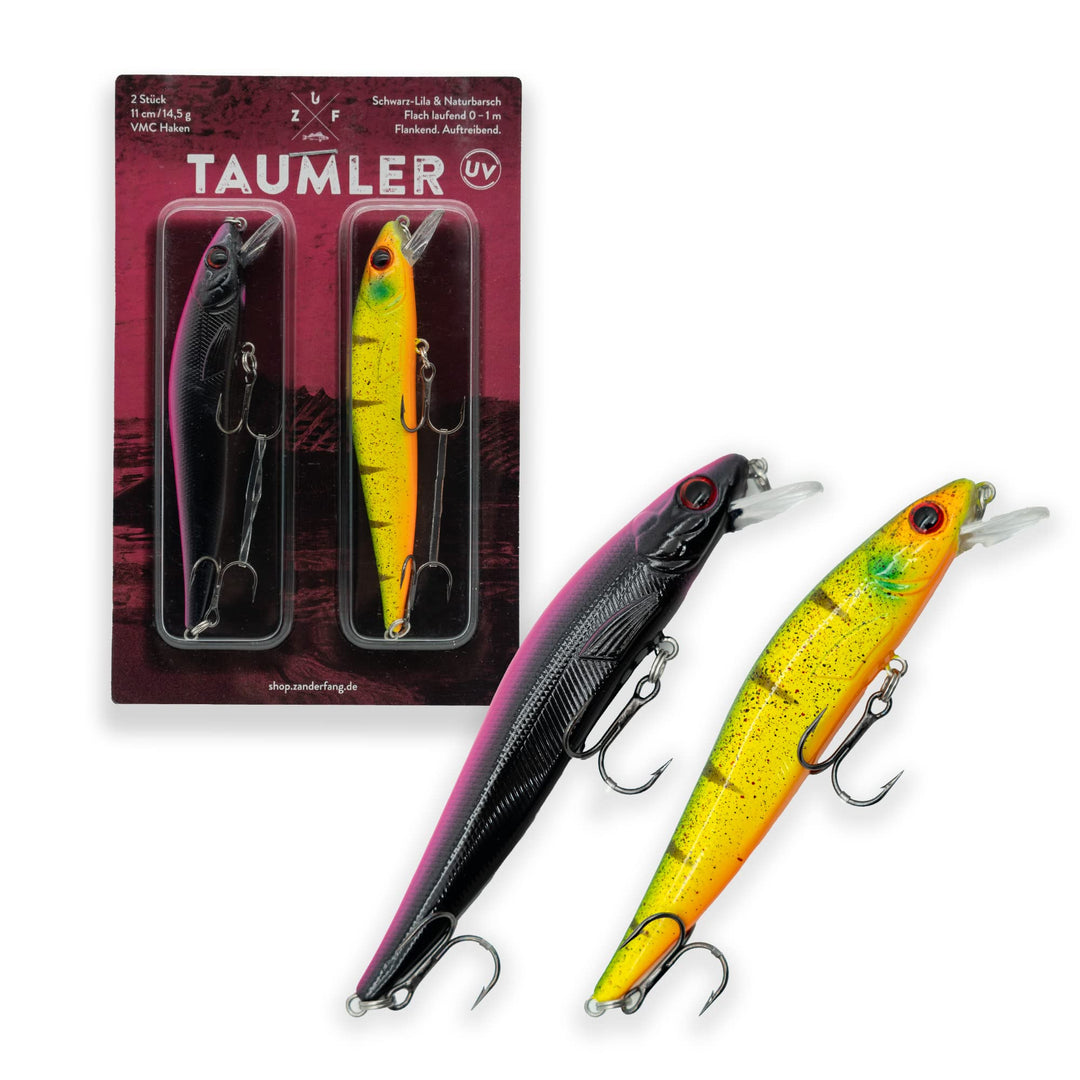 Zanderfang Zander Wobbler Set – Kunstköder TAUMLER flachlaufend – Angelköder 11cm in 14,5g – Zanderw