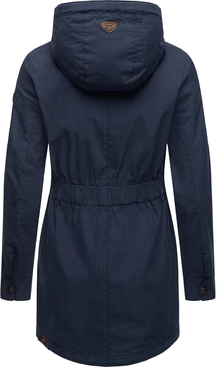 Ragwear Damen Übergangsjacke leichte Jacke lang mit Kapuze Mondda XS-XXL S Navy, S Navy