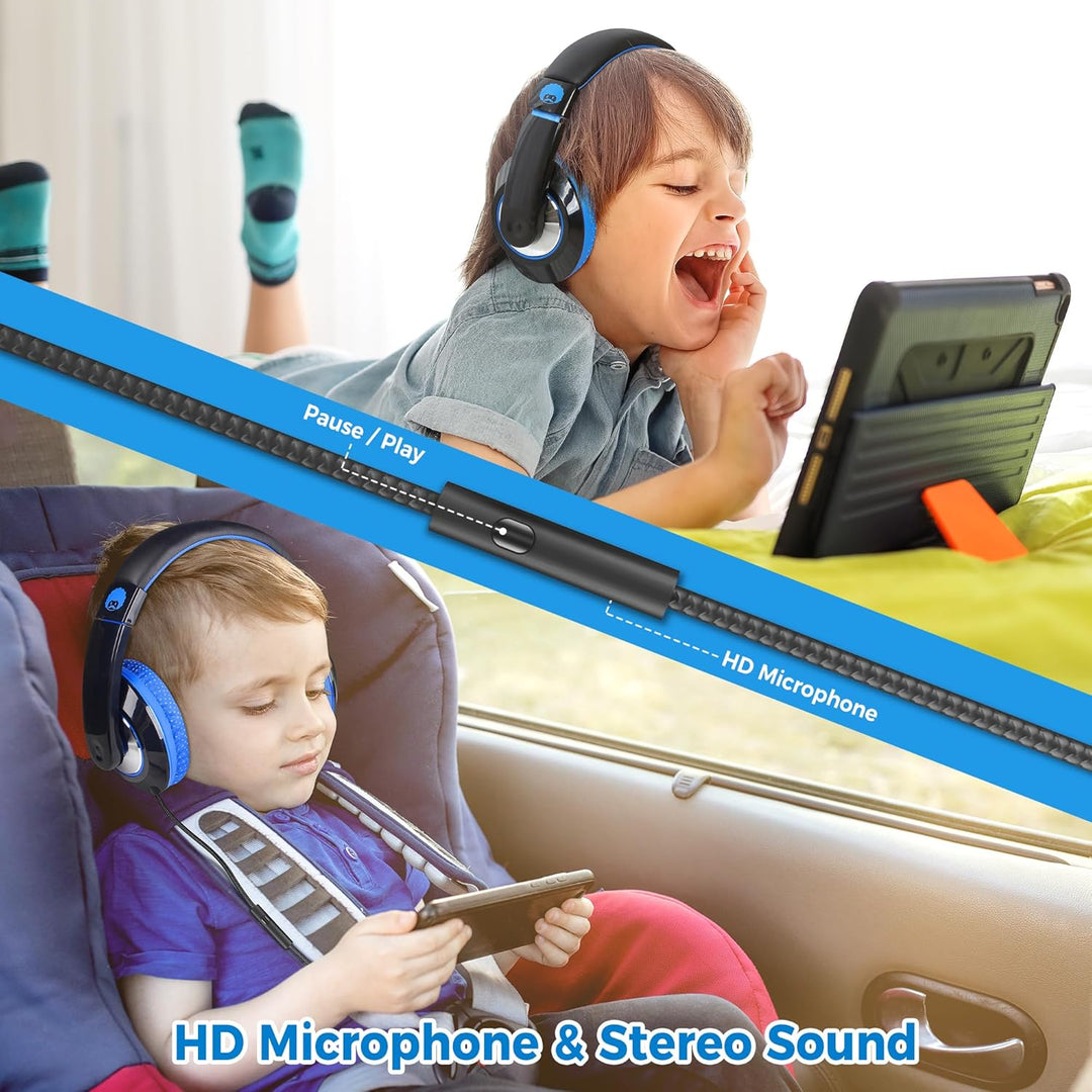 RockPapa Comfort+ Kinder Kopfhörer für Schule Jungen, Kopfhörer Kinder mit Kabel, Einstellbar, 3,5 m