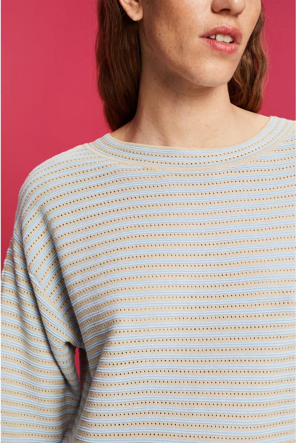 ESPRIT Streifenpullover im Strickmix L New Pastel Blue, L New Pastel Blue