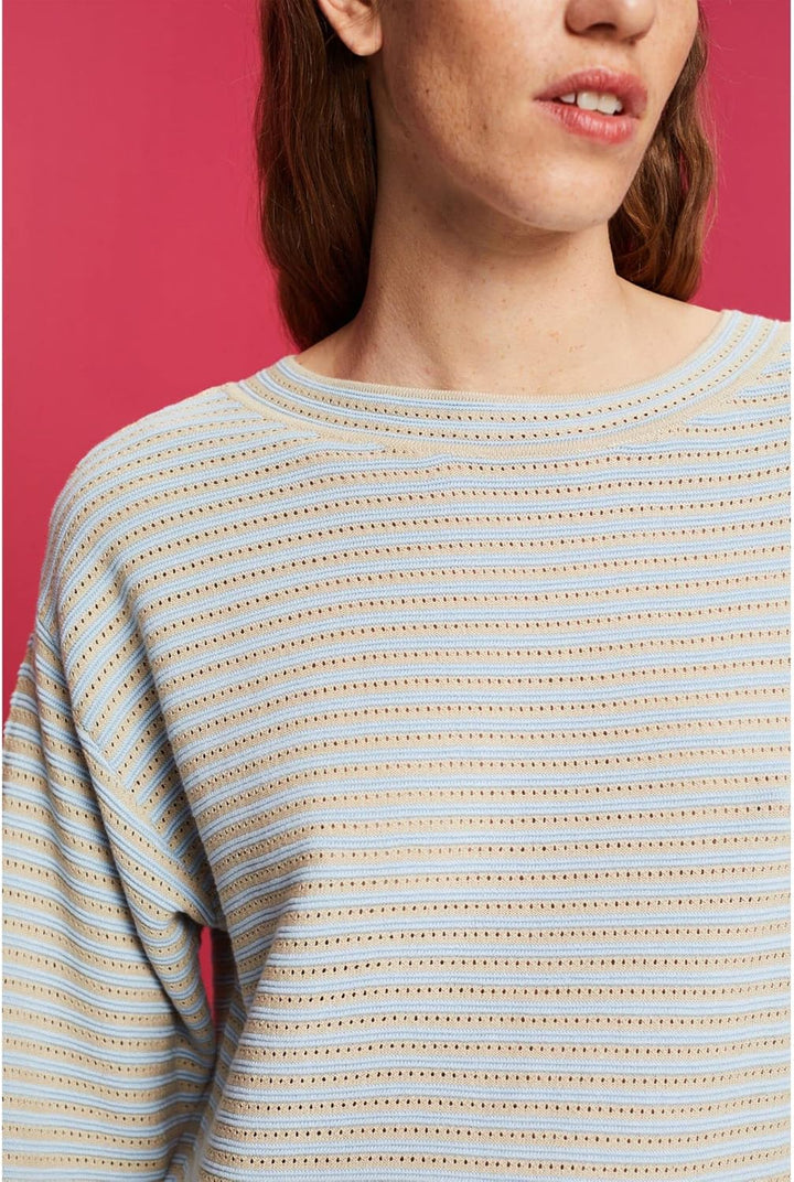 ESPRIT Streifenpullover im Strickmix L New Pastel Blue, L New Pastel Blue
