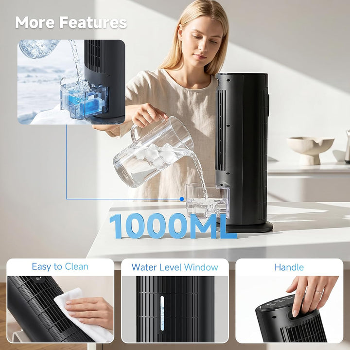 Mobile Klimaanlage, leise tragbare Klimaanlage, Luftkühler mit Ventilatorstufen, Timer, grossvolumig