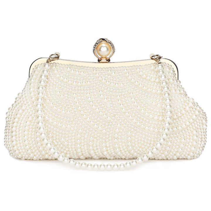 BAIGIO Perlen Damen Clutch Beige Abendtasche Brauttasche Elegant Handtasche Luxury Clutch für Mädceh