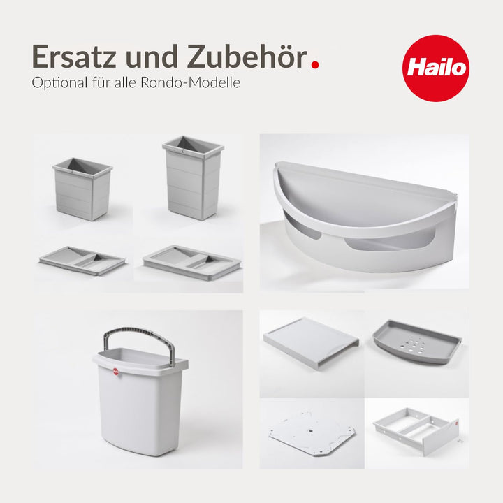 Hailo Abfallsammler Rondo 3645121 | Eckabfallsammler 2fach für 90x90 Eckunterschrank | 2x 18 Liter I