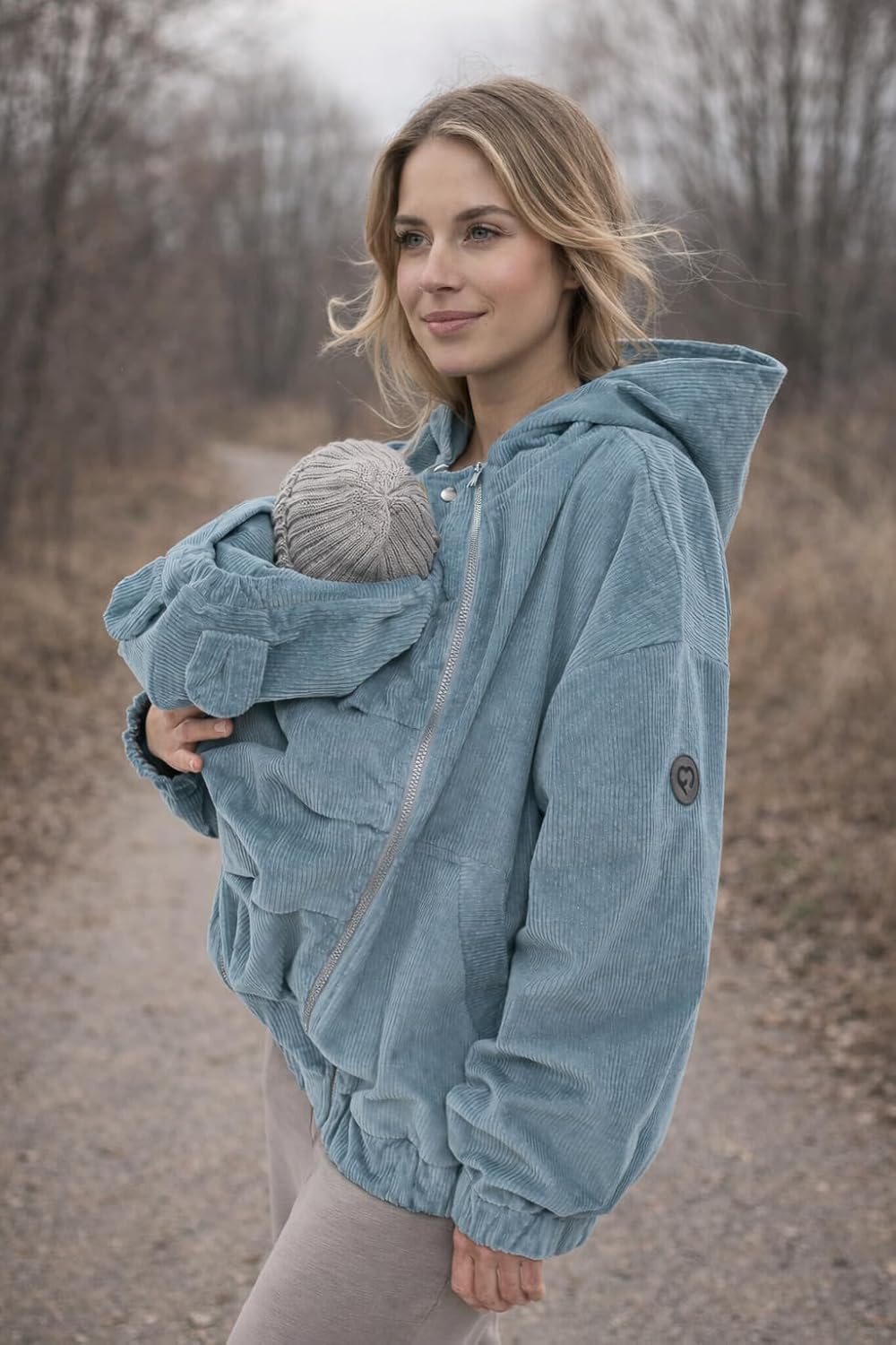 fun2bemum Cordjacke 3 in 1 Tragejacke Baby Umstandsjacke Oversize Herbstjacke für Mama mit Babytrage