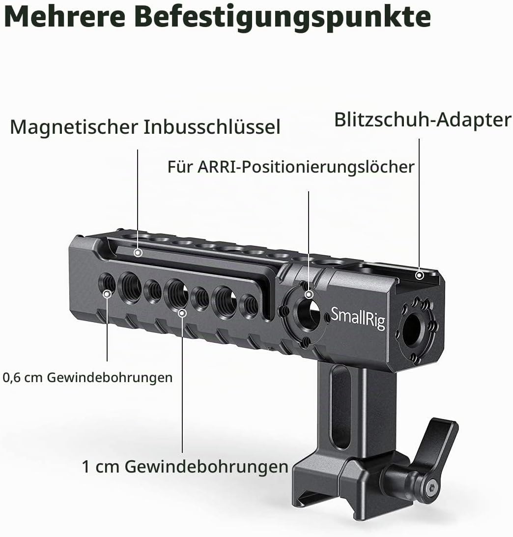 SMALLRIG NATO Top Handle Griff mit Cold Shoe für Kameras, Camcorder, Actionkameras, Kamerakäfig-1955