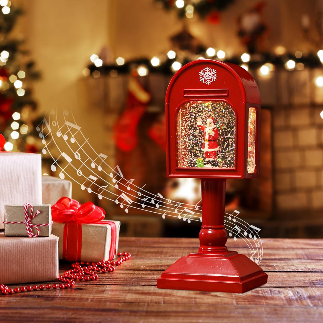 Weihnachtsdeko Laterne, Weihnachts Schneekugel Laterne mit Musik, Weihnachtslaterne, LED Weihnachts