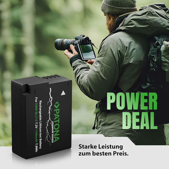 PATONA Premium (2X) Ersatz für Akku Panasonic DMW BLC12 E (echte 1100mAh) DMW BLC-12 Premium x2, DMW