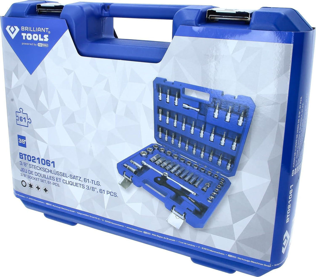 BRILLIANT TOOLS BT021061 3/8 Zoll Steckschlüssel-Satz, 61-tlg [Powered by KS TOOLS]