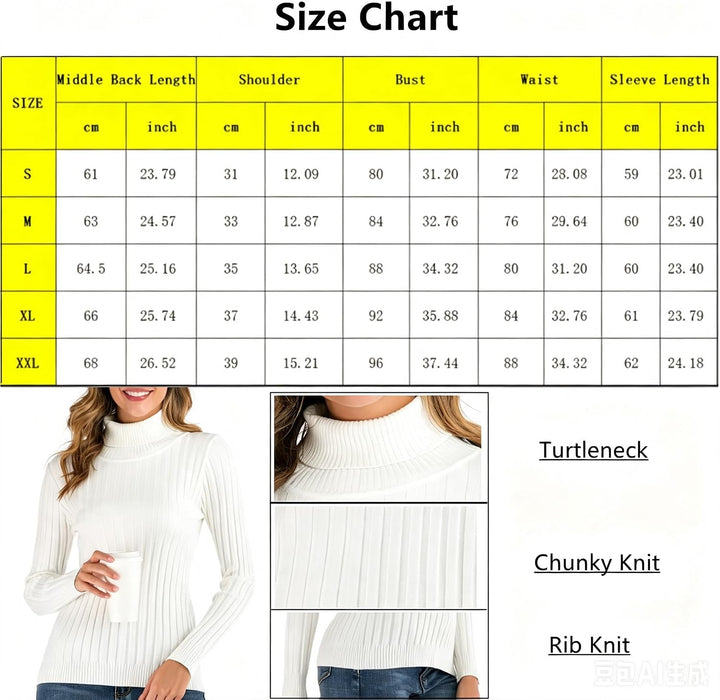 Enjoyoself Damen Strickpullover Gerippter Rollkragenpullover Feinstrick Elegant Langarm Strickpulli