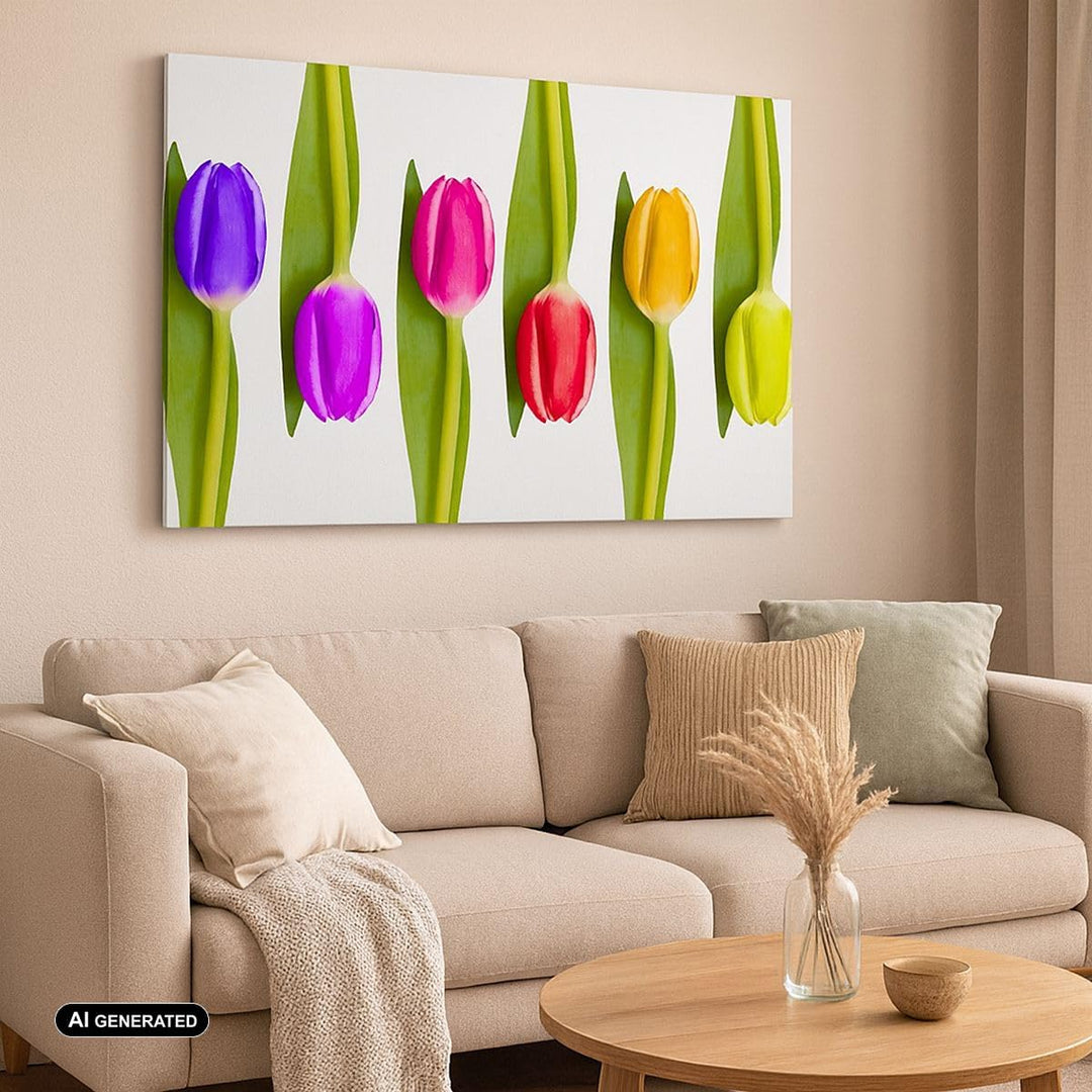 Bilder auf Leinwand 100x70cm Leinwandbild Tulpe Blume Garten Komposition Gross Wanddeko Bild Schlafz