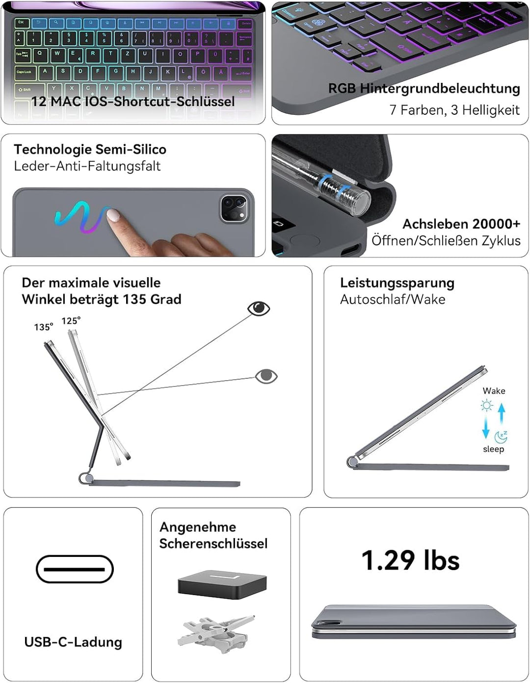 JADEMALL Magic Keyboard für iPad 10 Generation 2022 10.9 Zoll & iPad A16 11 Generation 2025 11 Zoll,