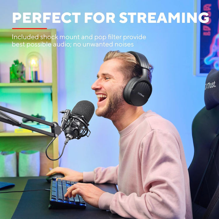 Trust Gaming 22400 GXT 252 Emita Plus Studio USB Mikrofon mit Arm und Popfilter, mit Nierencharakter