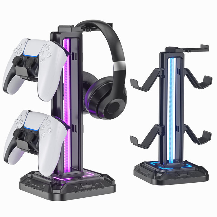 KDD Gaming Kopfhörer Ständer Led mit 9 Lichtmodi - Drehbarer Headset Halterung Tisch mit Abnehmbarer