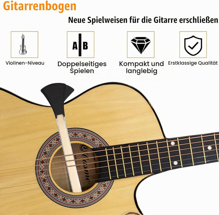 Gitarrenbogen-Set, 2-in-1 Rosshaar-Aluminium-Legierung Gitarrenbogen mit Kolophonium Schleifpapier T