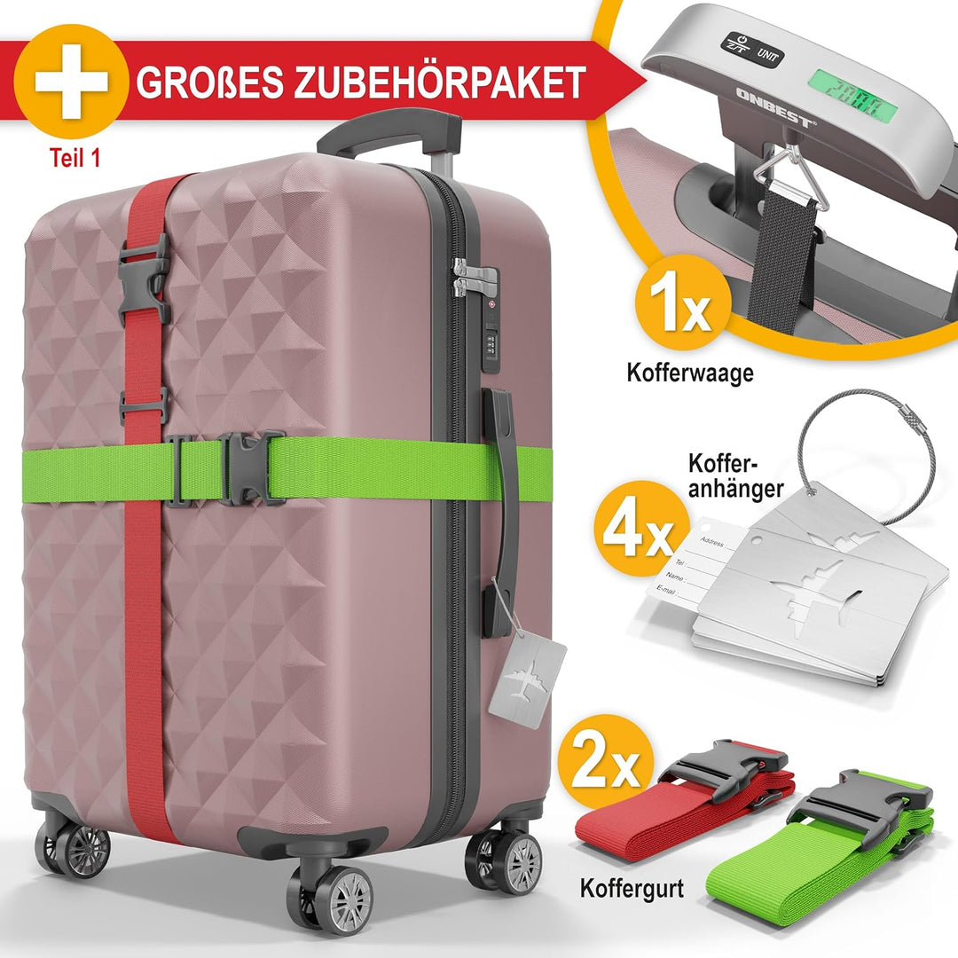Onbest Premium Kofferset 4-TLG – Reisekoffer mit TSA-Lock, USB-Anschluss – Plus 1x Kofferwaage, 2X K