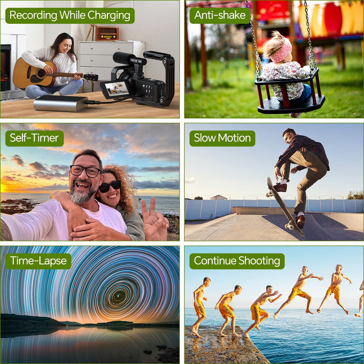 Videokamera Camcorder 5K 56MP Vlogging Kamera für YouTube, WiFi, IR Nachtsicht, 16X Digitalzoom, 270