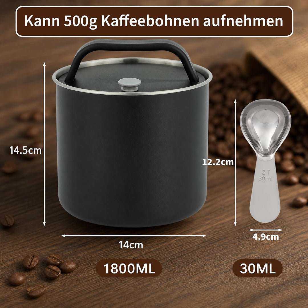 HAUSPROFI Kaffeedose Luftdicht für 500g Kaffeebohnen, Kaffeebohnen Behälter mit Kaffeeportionierlöff