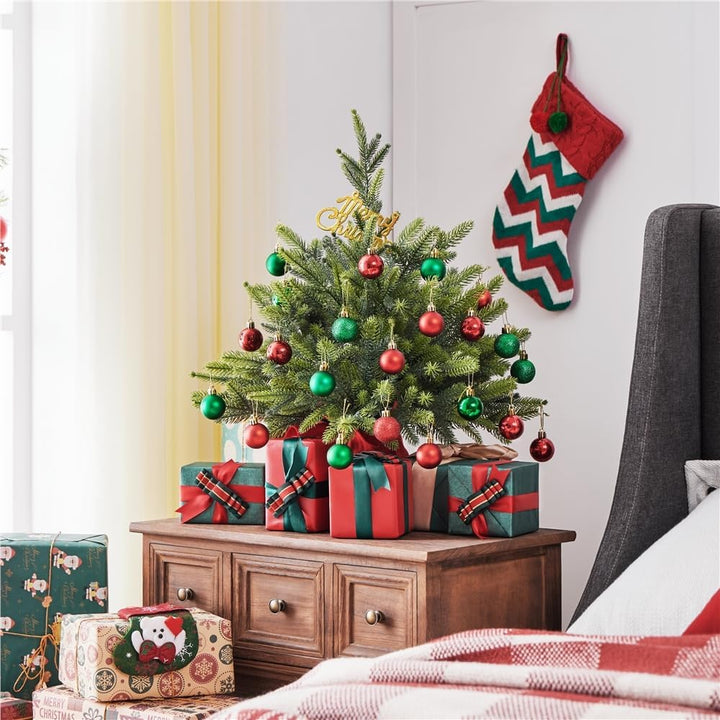 Yaheetech 61cm Mini künstlicher Weihnachtsbaum mit 62 Spitzen &amp; Zementbasis, Mini Tischplatte Tannen