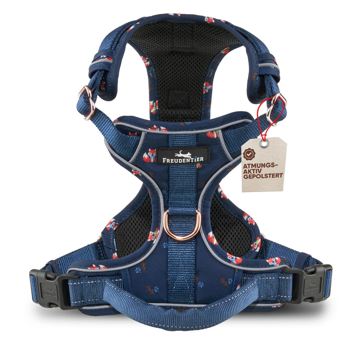 FREUDENTIER® atmungsaktives Hundegeschirr - komfortabel gepolstert - Let’s get Foxy Kollektion - 100