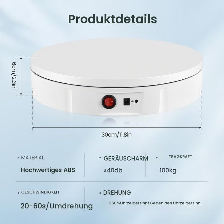 Elektrischer Drehteller, Couleeur 100KG 30CM Automatische Drehplattform, 360 Grad Richtung und Gesch